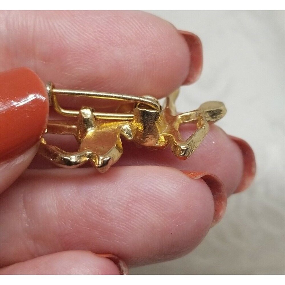 Ballerina Pin Vintage Gold Tone Brooch C Catch Ballet Dancer Toe Bended Knee - Picture 8 of 11